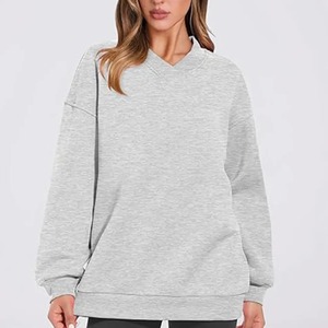 2025 grande taille goutte épaule surdimensionné personnalisé col en V femmes sweats à capuche femmes sweat-shirt femmes - Product Image 3