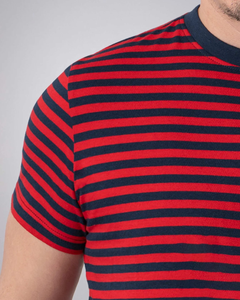 OEM Made Men's Stripe <b>Yarn</b> Dyed T-shirt O-Neck 180 GSM Lightweight Knitted <b>100</b>% Cotton Customizable Logo Labels Regular Fit - Product Image 6