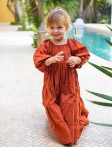 ชุดเดรสสีแดงแขนยาวสำหรับเด็กผู้หญิงชุดเดรสสีแดงสำหรับเด็กวัยหัดเดินลายดอกไม้ล้วนสำหรับฤดูใบไม้ร่วงฤดูหนาว2024 - Product Image 5