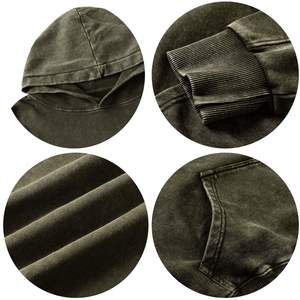 Sweats à capuche avec LOGO personnalisé Pull à capuche uni à épaules tombantes en coton mélangé surdimensionné Basics pour hommes Sweats à capuche délavés à l'acide pour hommes - Product Image 6