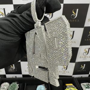 Colgantes de Plata 925 con Diamantes VVS Personalizados, Certificados por IGI, Oro Rosa, Unisex, para Fiestas, Estilo Hip Hop, con Piedras - Product Image 6