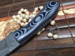 Couteau à dépecer de chasse en acier damas fait à la main Full Tang DIY OEM Support fourreau en cuir à lame fixe pour le camping en plein air - Product Image 4