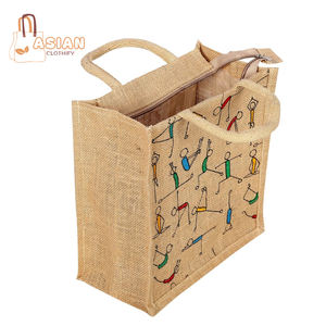 Bolsa de yute ecológica con patrón de dibujos animados Mango duradero Uso versátil y de alta calidad - Product Image 2
