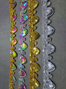 Soft Polyester/Cotton Metallic Net Sequence Embroidery Rhinestone Lace Smooth Touch Bridal Wear Lehenga Decoration Bulk Export - Product Image 3