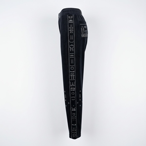 Luxury Y2K Men Midweight Velour Eco-Friendly Drawstring Sweatpants Hotfix Rhinestone Graphic Side Stripe <b>Stacked</b> <b>Joggers</b> Winter - Product Image 3