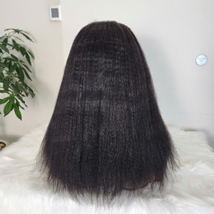 Perruque de cheveux humains vierges naturels crépus bouclés vietnamiens sans colle Petite dentelle HD longue ligne droite taille alignement des cuticules - Product Image 3