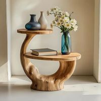 Table basse en bois artistique avec grain de bois naturel, durable et écologique, design traditionnel pour l'aménagement de la maison
