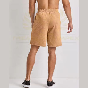 Pantalones cortos transpirables informales de calle alta para hombre, precio al por mayor, cintura elástica con patrón sólido teñido liso, 2024 - Product Image 4