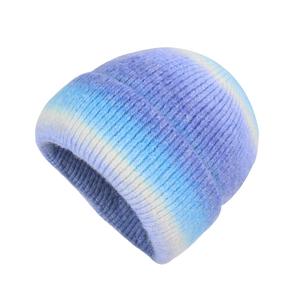 Gorro de Punto Unisex con Diseño de Arcoíris, Gorro de Punto Elástico Acrílico para Mujer, Cálido, Cortavientos, con Degradado de Color, Gorro de Invierno con Tinte Anudado - Product Image 6