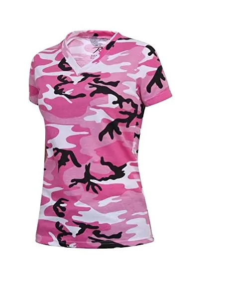Latest Design Pink Color Camo T Shirt Men loose Fit Crew Neck Half Sleeve Camouflage Tee Shirt For Females