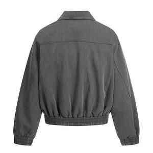 แจ็คเก็ตบอมเบอร์ผู้ชาย คอปก ติดซิป สีเทา สไตล์ลำลอง ทรงหลวม แฟชั่นสตรีทแวร์ - Product Image 2