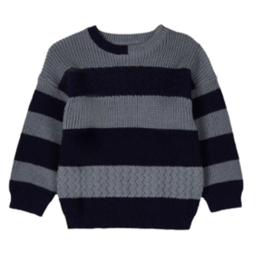 Suéter Infantil Casual a Rayas |   Suéter de Punto Cálido y Transpirable de Manga Larga en Poliéster/Algodón |   Suéter de Invierno - Product Image 2