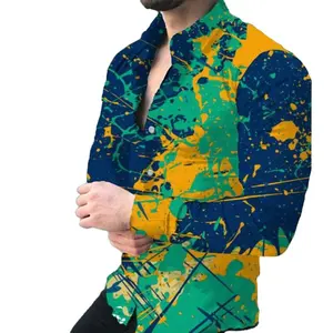 Áo Sơ Mi In 3D Thời Trang Cho Nam Áo Sơ Mi Một Hàng Cúc Mùa Thu Áo Dài Tay Thường Ngày Áo Cardigan Mới Cỡ 4XL Quần Áo Nam