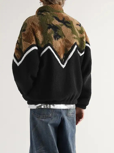 Customized Men's <b>Sherpa</b> <b>Fleece</b> Jacket High Quality Canvas Stand Embroidery Zipper Thick Warm Winter Fashion Breathable Casual - Product Image 3