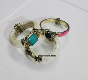 Fantaisie Pierre Naturelle avec Laiton et Os Conception vente chaude à la main Femme Bracelet manchette 100% Os fait Bracelet - Product Image 5