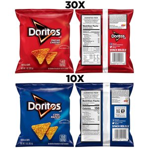 Chips de Tortilla con Sabor a Doritos, Paquete Variado de Favoritos (Queso Nacho y Cool Ranch), 1 Onza (Paquete de 40) - Product Image 2