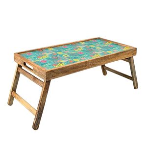 Mesa de Desayuno Rectangular al por Mayor con Bandeja de Servicio con Estampado Floral Esmaltado para Uso en el Hogar y la Cocina - Product Image 1