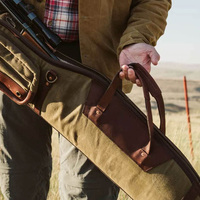 Étui à fusil en toile avec garniture en cuir, étui de chasse rigide et durable, résistant à l'eau, 52"x10", grossissement 8x pour utilisation en extérieur
