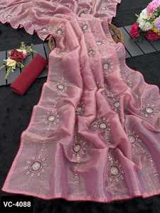 Tissus de soie Kerala doux de qualité supérieure de fantaisie indienne Belles paillettes codage avec Khatli Bits travail Saree avec chemisier en soie spatiale - Product Image 5