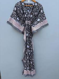 ชุดแม็กซี่เดรสพิมพ์ลายดอกไม้ผ้าคอตตอนลายดอกเชอร์รี่สีดำสำหรับผู้หญิงชุดเดรสลำลองธรรมชาติสำหรับใส่ไปทะเลฤดูร้อน - Product Image 6