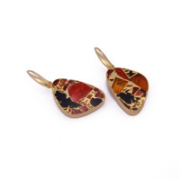 Boucles d'oreilles tendance en laiton pour femme, motif Mohave Turquoise rouge et noir, plaqué or, design crochet, serti clos, bijoux de mode en gros