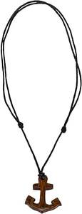 Hand Carved Wood Anchor Pendant on Adjustable Black Rope Cord <b>Necklace</b> <b>Healing</b> <b>Crystal</b> <b>Necklaces</b> for Men - Product Image 4