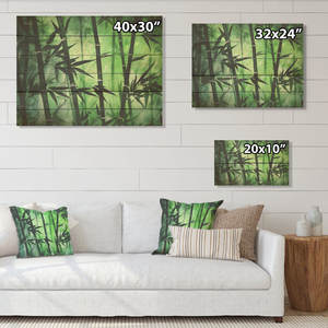 Zen Decor Wooden <b>Wall</b> Art <b>Bamboo</b> Green and Dark <b>Light</b> Wood on Natural Pine <b>Wall</b> Signs for Decorative Purpose - Product Image 3