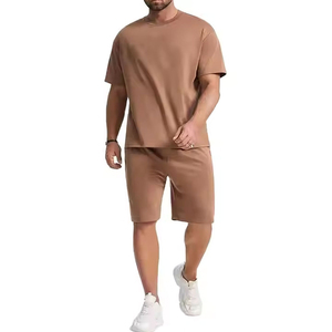 Nouvelle arrivée de shorts en coton respirant pour hommes ensembles de shorts de gymnastique pour hommes ensemble t-shirt et short ensemble été nouveaux hommes ensembles de shorts décontractés OEM - Product Image 3