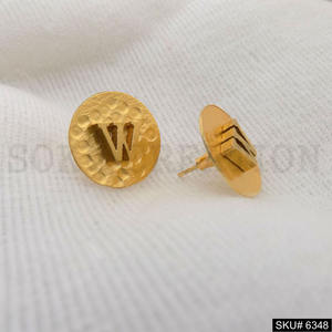 ต่างหูทองเหลืองชุบทองทันสมัยดีไซน์เริ่มต้นพร้อมตัวอักษรทำด้วยมือพร้อมการตั้งค่าฝาของขวัญวันครบรอบศาสนาคริสเตียน - Product Image 1