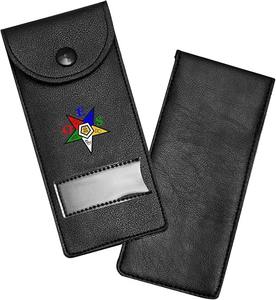 Étui de rangement pour bijoux de poche maçonniques en cuir avec doublure douce pour bijoux, épingles et badges de la loge maçonnique, carré - Product Image 5