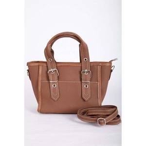 Bolso de Mano y Hombro Clásico de Piel de Vaca Color Bronceado con Cierre de Hebilla, Diseño Granulado, Uso Versátil como Bolso de Mano - Product Image 3
