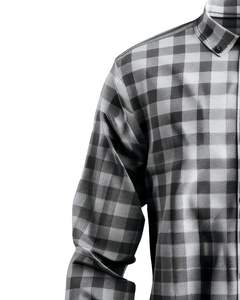 Chemise en flanelle à carreaux pour homme sur mesure, manches longues, boutonnée, décontractée, chaude pour l'hiver, chemise à carreaux, tissu doux, couleur noir et blanc, vente en gros - Product Image 4