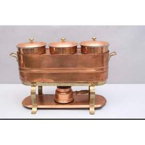 Réchaud décoratif élégant en cuivre et en acier inoxydable avec poli miroir parfait pour les buffets de mariage fonctions extérieures - Product Image 3