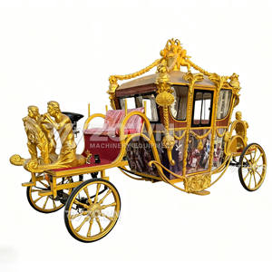 Premium Lujoso Golden Electric Classic Vintage Royal Carriage Carruaje de caballos de boda de lujo a la venta con luces - Product Image 1