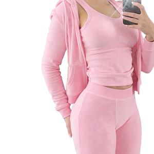 PUFFIN SPORTS Ensemble de survêtement pour femme, hiver, 3 pièces, grande taille, style hip-hop, sweat-shirt à capuche en polaire, 100% coton, poches latérales - Product Image 1