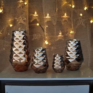 Antiguo hecho a mano 3-5 pulgadas vidrio dorado Art Deco árbol velas votivas decoración del hogar para Diwali Navidad Halloween - Product Image 1