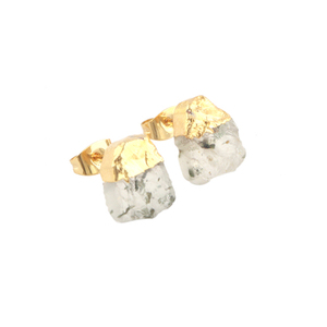 Pendientes de tuerca de cuarzo sin cortar con punto Natural, cristal curativo, oro galvanizado, regalo - Product Image 1