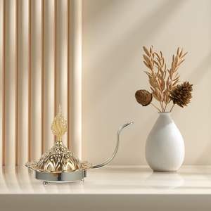 เตาเผากำยานอินเดียแบบหรูหรา สีเงินทองเหลือง สไตล์อาหรับ คุณภาพสูง ทนทาน ใช้งานได้ยาวนาน - Product Image 6