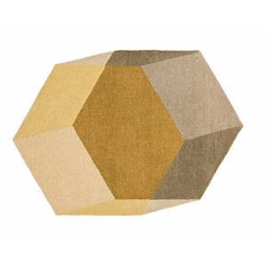 Alfombra de lana hecha a mano, diseño de polígono geométrico de forma libre, alfombra abstracta moderna en Beige, marrón, gris, alfombra contemporánea copetuda a mano - Product Image 3