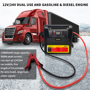 Démarreur de saut 5000 ampères de pointe 12V/24V, <span class=keywords><strong>booster</strong></span> de <span class=keywords><strong>batterie</strong></span> de camion avec câbles de démarrage commerciaux, alimentation CC/USB <span class=keywords><strong>pour</strong></span> charger les téléphones - Product Image 2