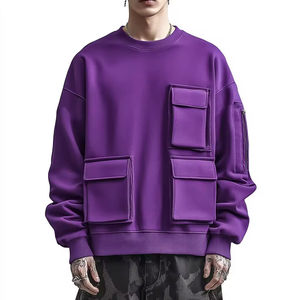 เสื้อฮู้ดดี้คาร์โก้ทรงโอเวอร์ไซส์ แขนยาว ผ้าฝ้าย 100% เป็นมิตรกับสิ่งแวดล้อม  แบบมีกระเป๋าหลายช่อง  ไหล่ตก  รับผลิตตามสั่งพร้อมสกรีนโลโก้สำหรับผู้ชาย ขายส่ง - Product Image 6