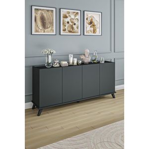 AKel Thanh Lịch Thiết Kế Đơn Giản 4 Cửa Anthracite Màu Xám Bảng Điều Khiển Bảng 1 Thanh Phong Cách Tối Giản Phòng Ăn Châu Âu TV Đứng Với 4 Chân - Product Image 6