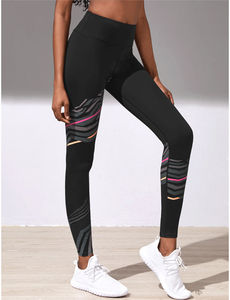 Pantalon de yoga taille haute Fresh Sport Fitness pour femmes ODM Leggings en marbre imprimés avec logo côtelé Offre Spéciale - Product Image 3