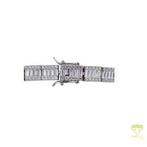 Wholesale Gorgeous Fancy Unisex 925 Sterling Silver Gold Plating Round <b>Baguette</b> Shape Moissanite Diamond <b>Bracelet</b> - Product Image 5