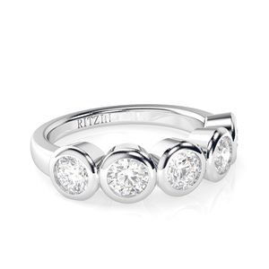 Anillo de boda de media eternidad con diamantes de corte redondo para mujer - Product Image 4