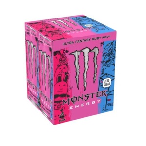 Bebida Energética Original Importada Monsters Energy Drink Ultra Fantasy Ruby Red, Paquete de 12 Latas de 500 ml, Sabor Premium, Oferta al por Mayor - Product Image 1