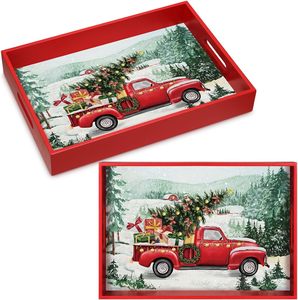 ถาดตกแต่งคริสต์มาสสีแดงสุดหรูสำหรับตกแต่งคริสต์มาสงานหัตถกรรมเงินหรูหรา - Product Image 5