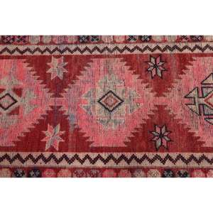 Alfombra Turca Vintage de Lana Roja Herki, 2.9x11.9 pies - Product Image 5