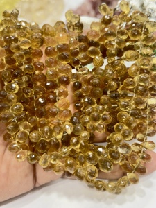 Natural Honey Quartz Faceted Briolette Teardrops 8 Inch Strand Size 5 7mm Approx Yellow <b>Cushion</b> Cut Gemstone Beads Manufacturer - Product Image 5