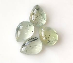 Piedras Preciosas Naturales de Prehnita Verde al por Mayor, Cabujones en Forma de Pera de 3x5mm-20x30mm con Reverso Plano, Piedras Sueltas con Juego de Color para Fabricación de Joyas - Product Image 3